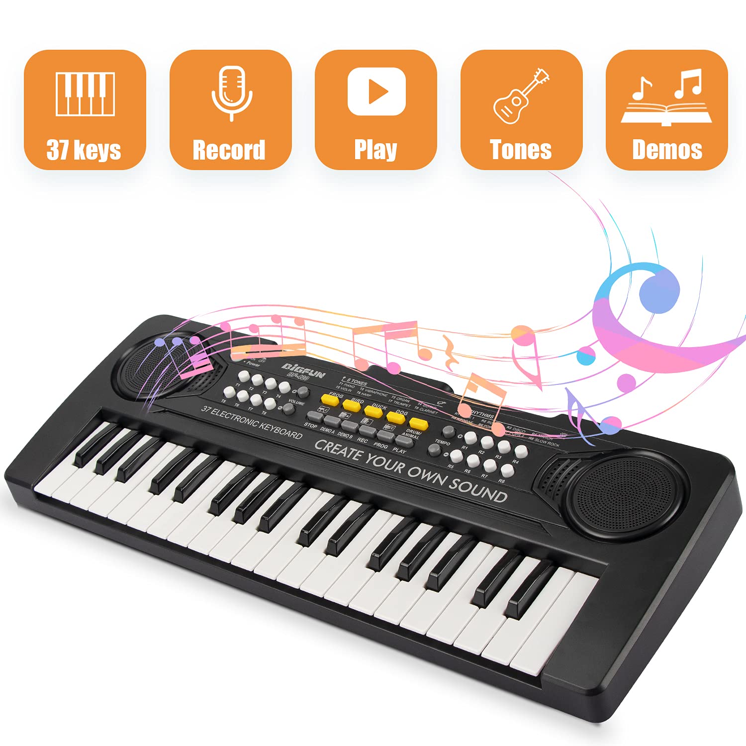aPerfectLife kids piano showing drum sounds for rhythm practice