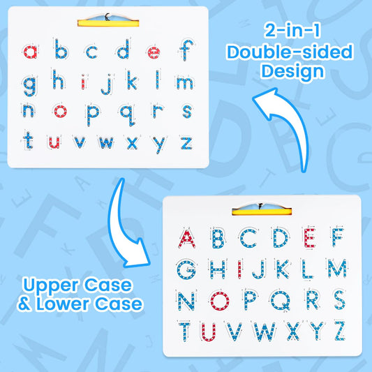 Apfity board with uppercase and lowercase letters on two sides for tracing
