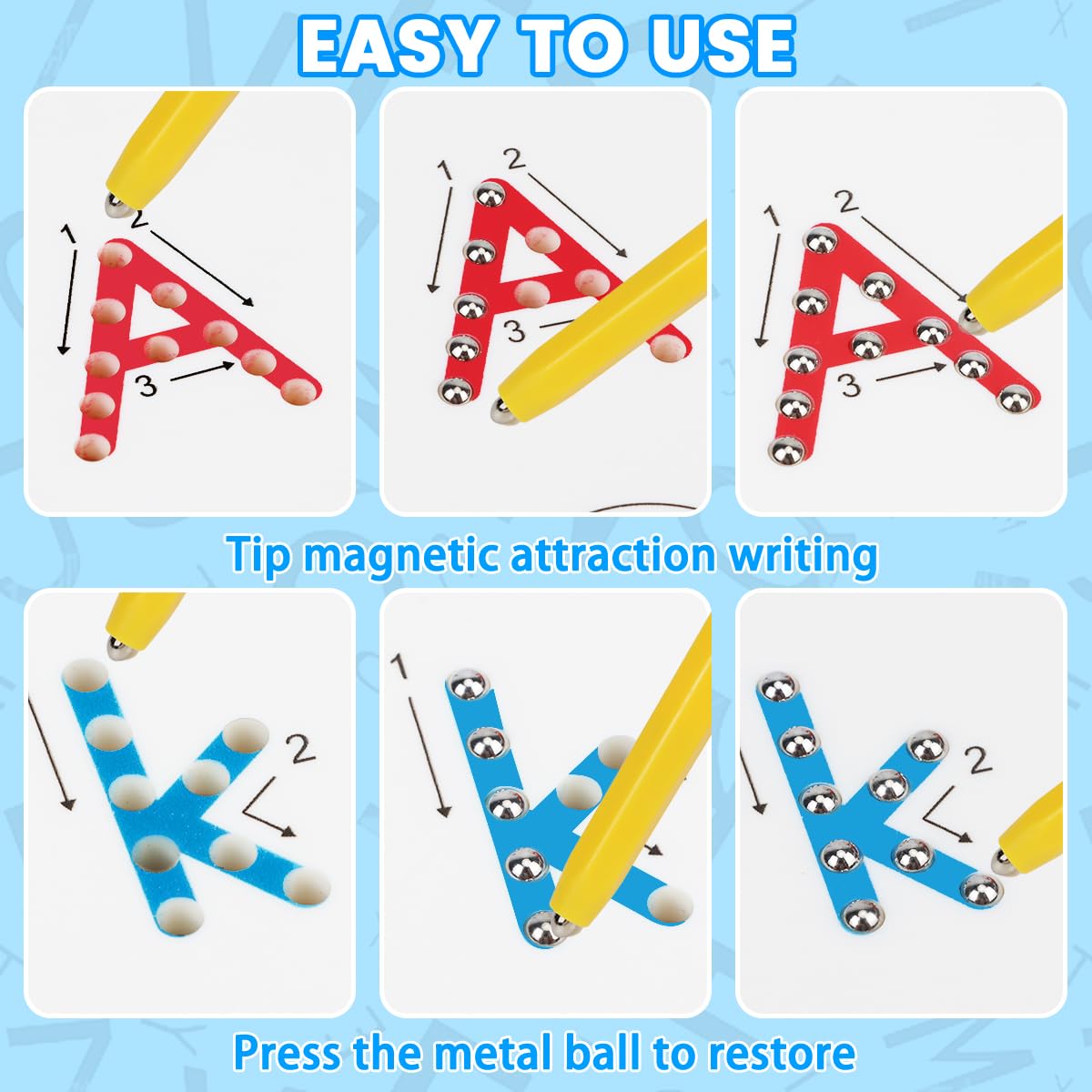 Apfity magnetic stylus pen used to attract beads for writing practice