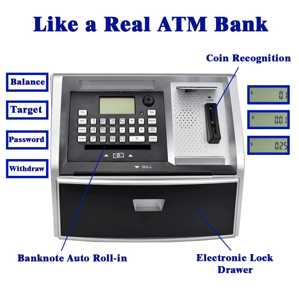 ApgBnk ATM Savings Bank coin recognition demonstrates quick coin acceptance and balance updates.