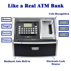 ApgBnk ATM Savings Bank coin recognition demonstrates quick coin acceptance and balance updates.