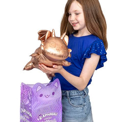 Aphmau MeeMeows Rose Quartz Dragon plush with sparkling eyes, great for display.