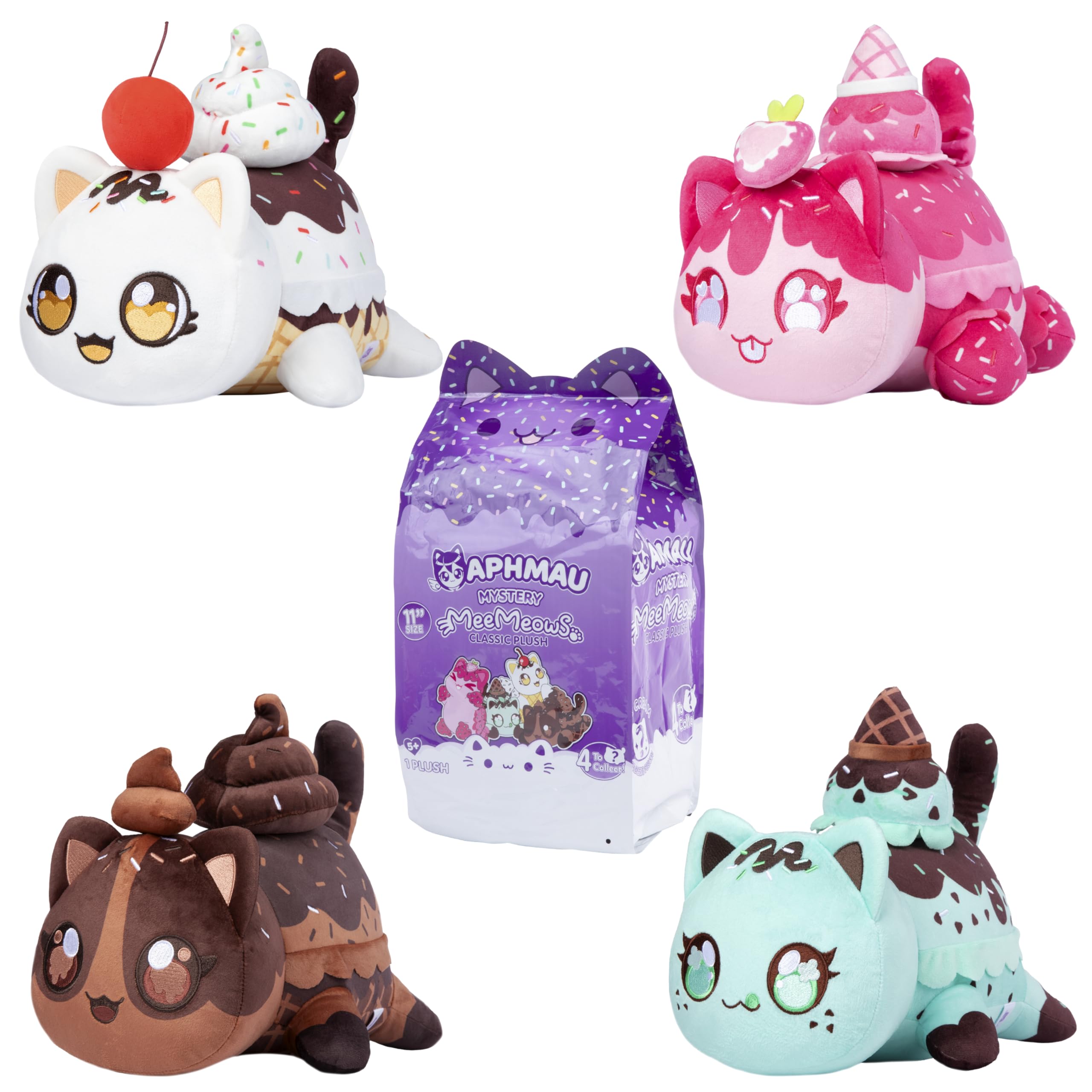 Aphmau MeeMeows ice cream chocolate 11-inch plush, soft cuddle buddy for fans