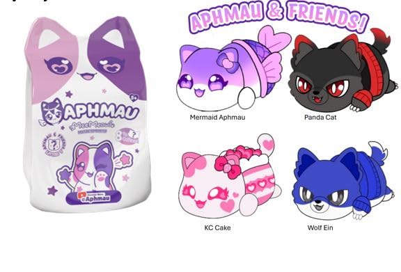 Aphmau MeeMeows Wolf Ein plush, official merch, cozy bedtime companion.
