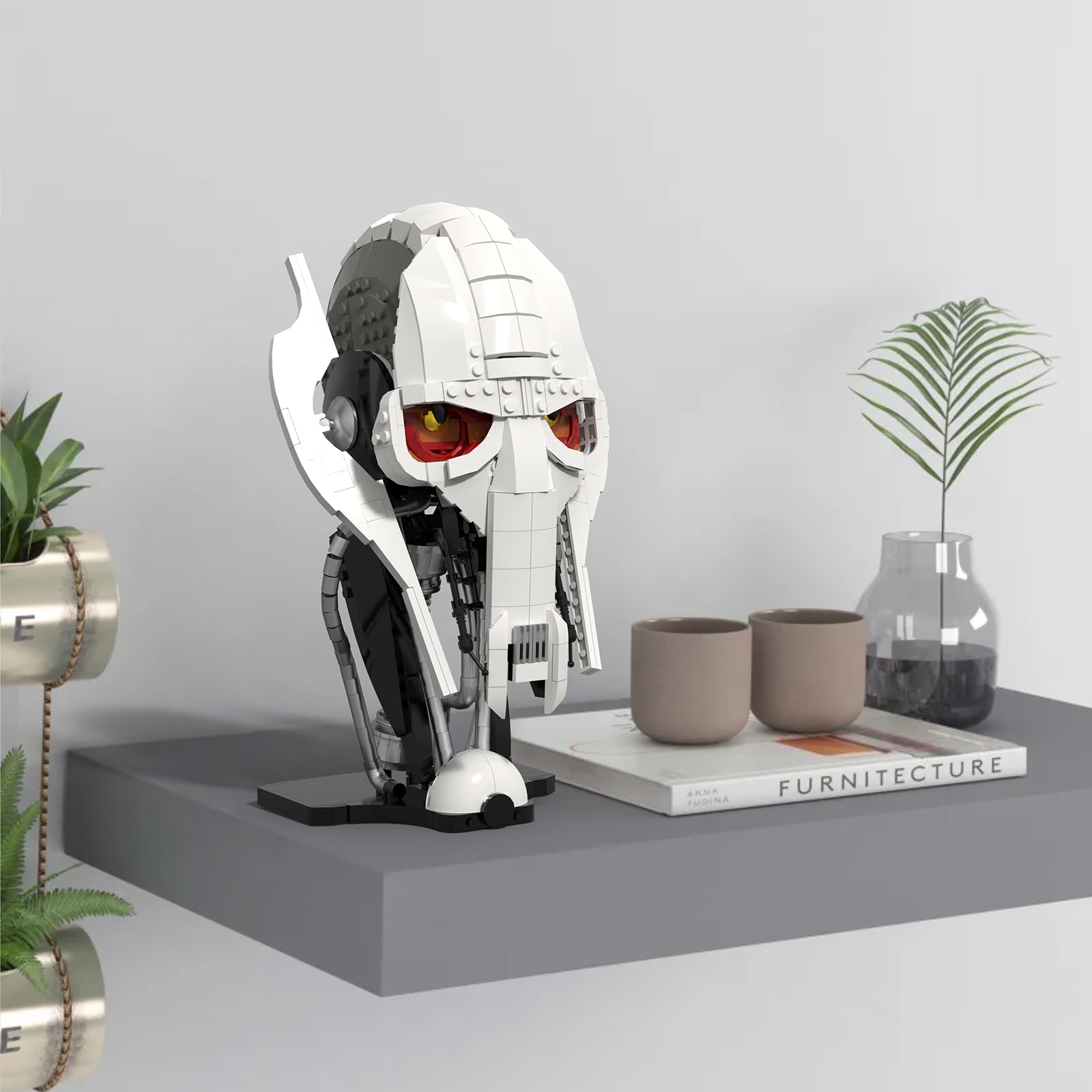 aphpaio General Helmet Building Set display-ready helmet on stand ideal for shelves.