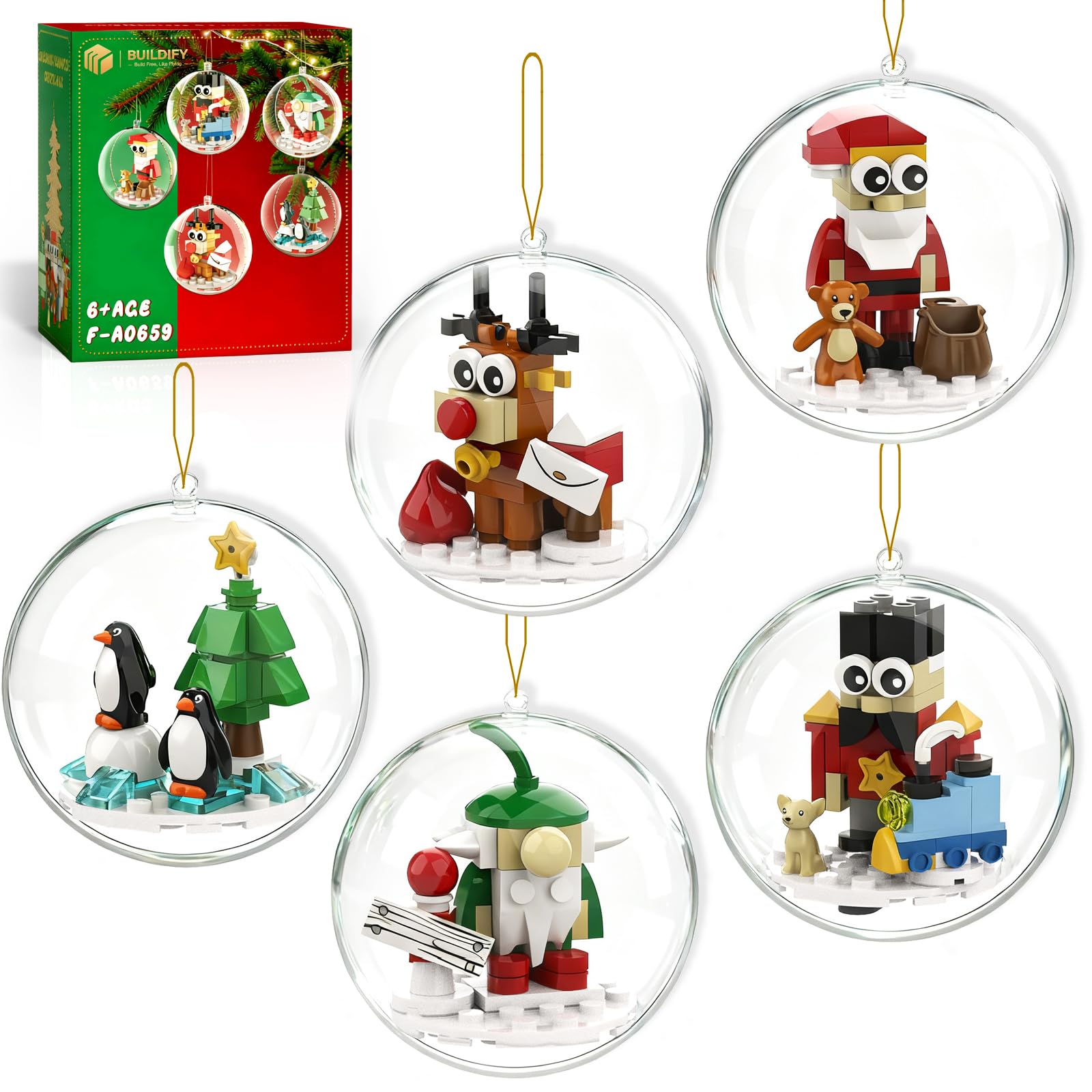 aphpiao Christmas ornaments ball Santa for indoor/outdoor decor with durable ABS construction
