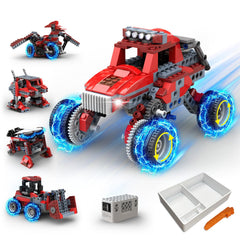 Apitor 8-in-1 STEM kit monster truck assembly for curious kids.