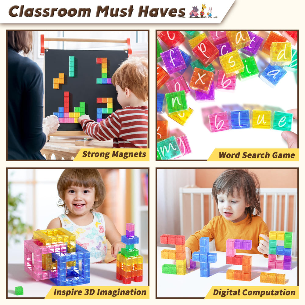 Apluses blocks are compatible with other magnet sets for expanded play.