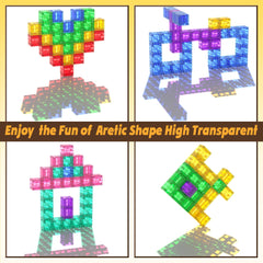 Apluses STEM-focused blocks support spatial reasoning and fine motor skills.