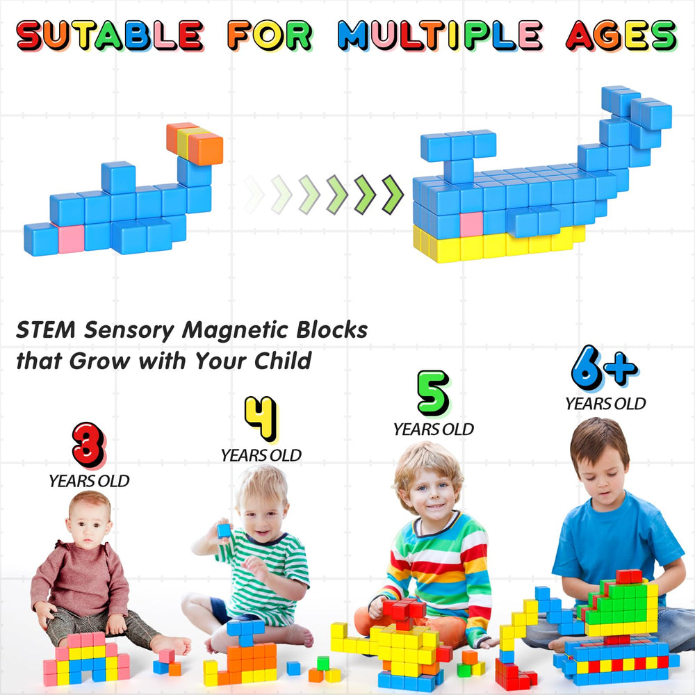 Apluses colorful magnetic cubes spark creativity and color recognition during hands-on play.
