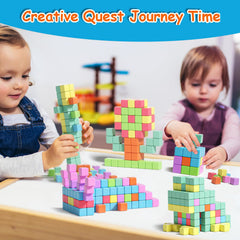 Apluses blocks show 2D and 3D constructions for STEM learning.