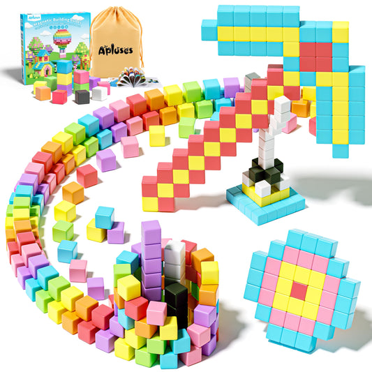 Apluses magnetic blocks in candy colors for creative building play