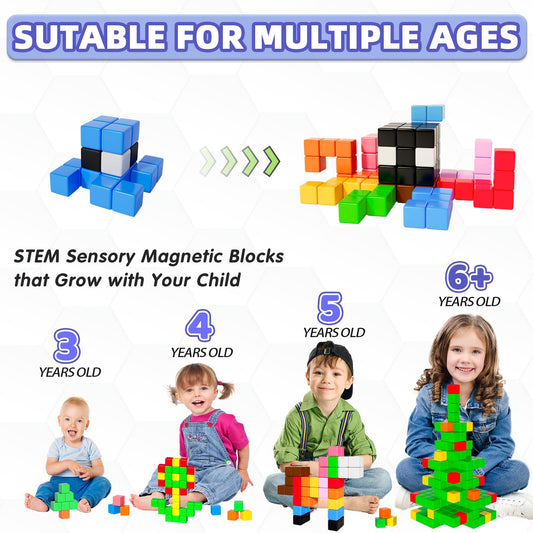 Apluses magnetic blocks compatible with farm, road, and animal themed cubes for expanded play