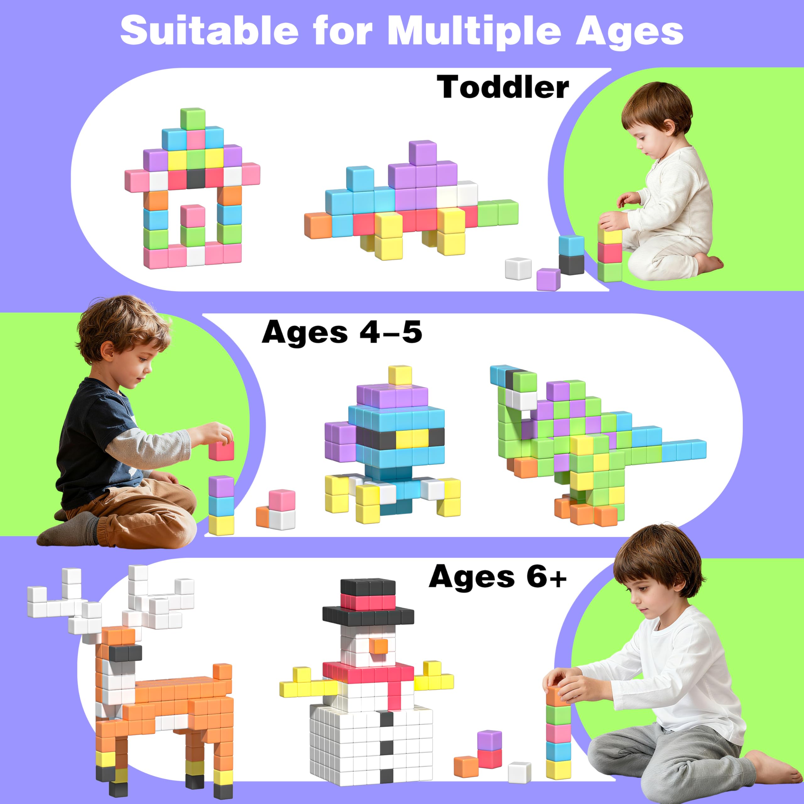 Apluses magnetic blocks enabling tall towers and 3D structures