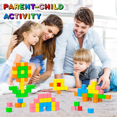 Apluses magnetic blocks support stacking skills and collaborative play for ages 3-8.