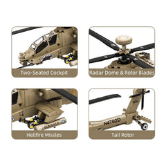 Apostrophe Games AH-64 Apache rotor system close-up demonstrates realistic mechanics for play scenarios.