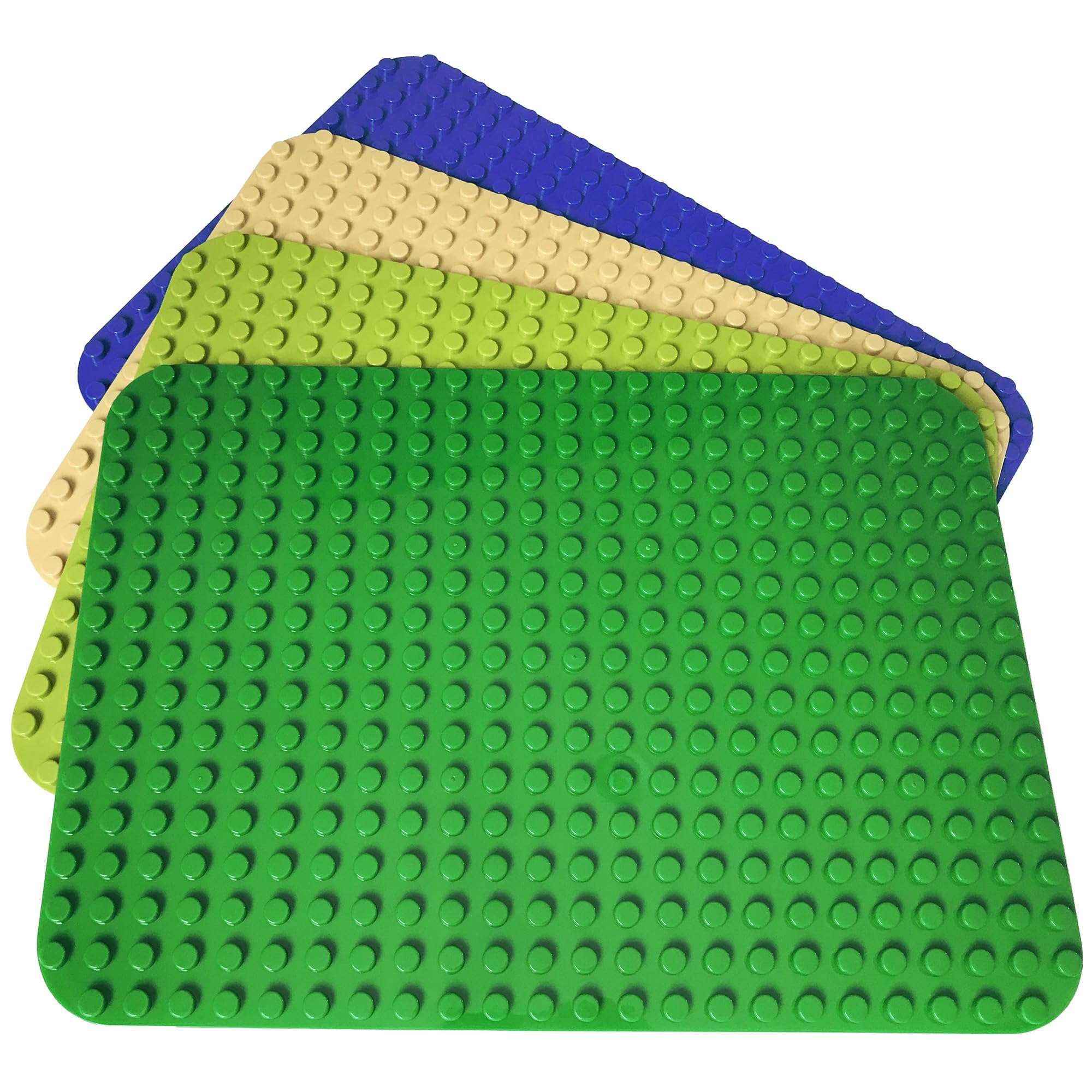 Apostrophe Games base plate green for versatile brick building on floors and tables.