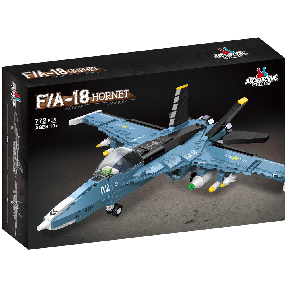 Apostrophe Games F/A-18 Hornet on-shelf display promotes family-building moments.