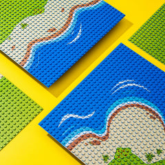 Apostrophe Games island baseplate corner beach plate c enables multi-section city or beach scenes.