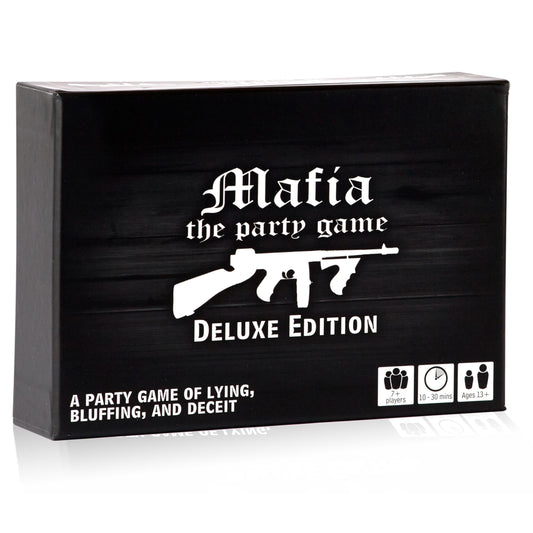 Apostrophe Games Mafia Deluxe compact box ready for travel and game night.
