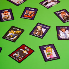 Apostrophe Games Mafia Deluxe party scene with friends enjoying bluffing.