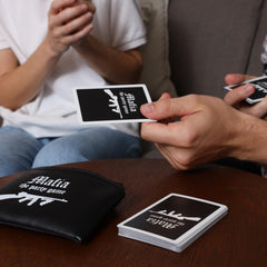 Apostrophe Games Mafia logo pouch for portable, on-the-go play storage.