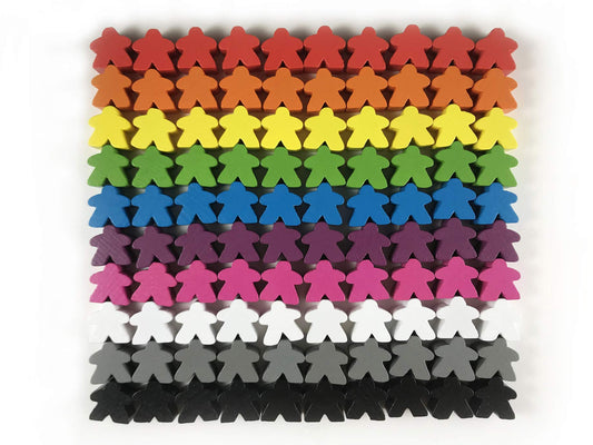 Apostrophe Games meeples colorful set for sorting and color differentiation in games.