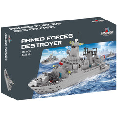 Apostrophe Games Navy Destroyer front view shows scale for display and play