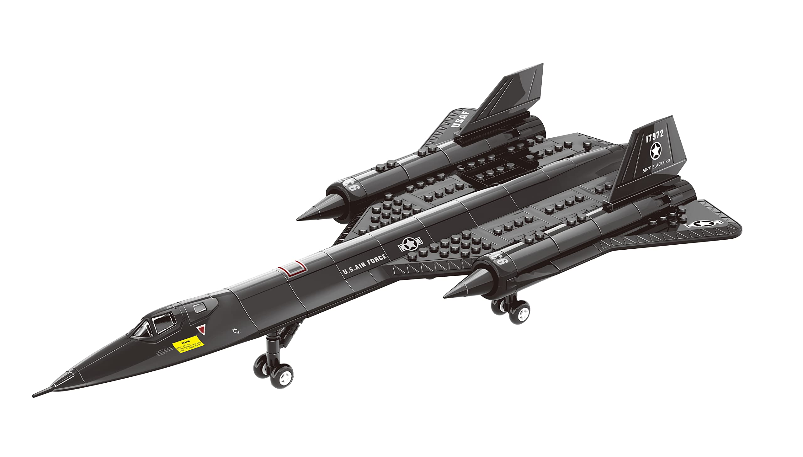 A build session image encouraging family creativity with the SR-71 Blackbird.