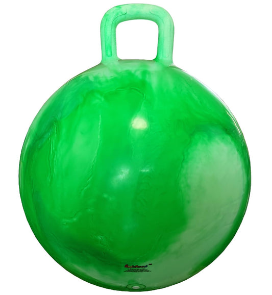 AppleRound Hippity Hop Ball inflated to 50 cm with handle supports balance.