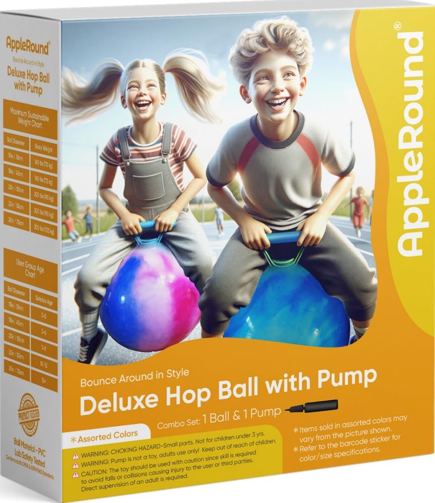 AppleRound Hopball suitable for indoor and outdoor use with safety features.