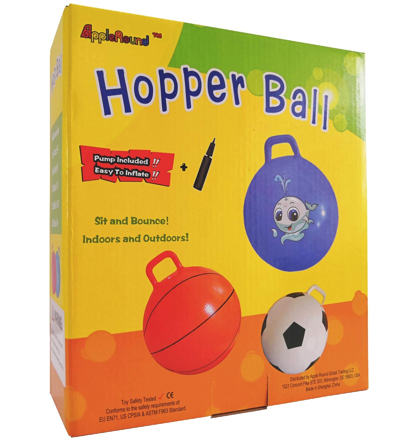 AppleRound Hopball includes a two-way pump for easy inflation and setup.