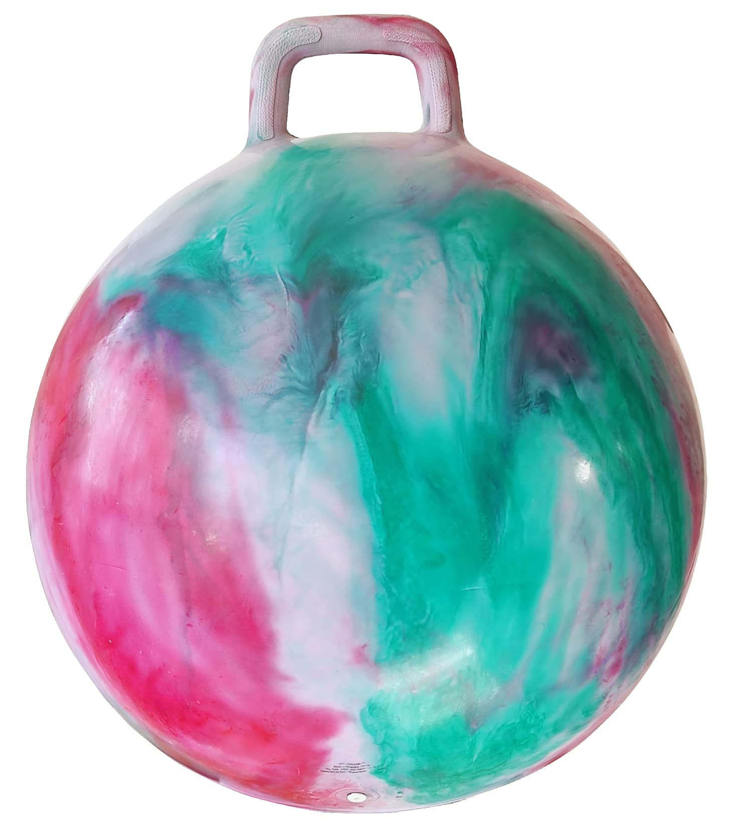 AppleRound Hippity Hoppity Hopball side view with handle, ideal for indoor and outdoor play.
