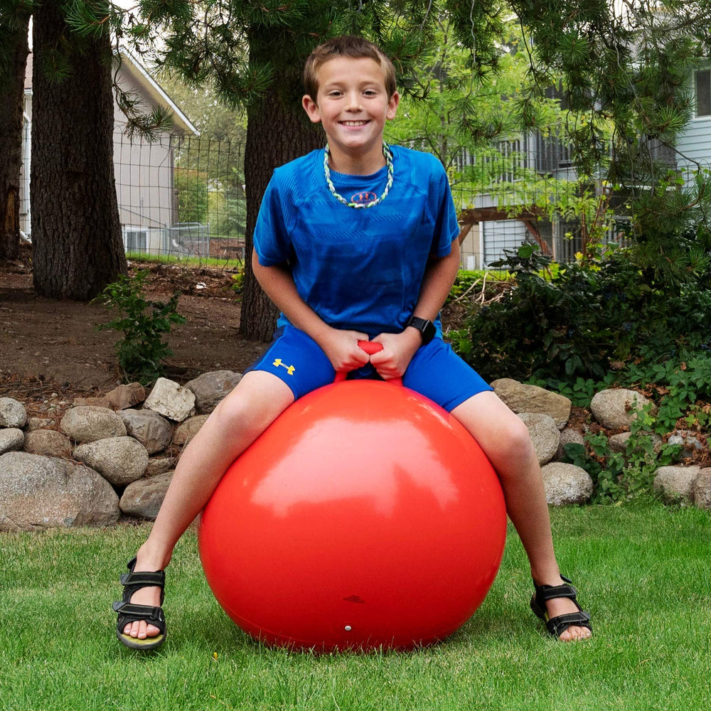 Deflated AppleRound Space Hopper Ball packed in a color box ready to gift.