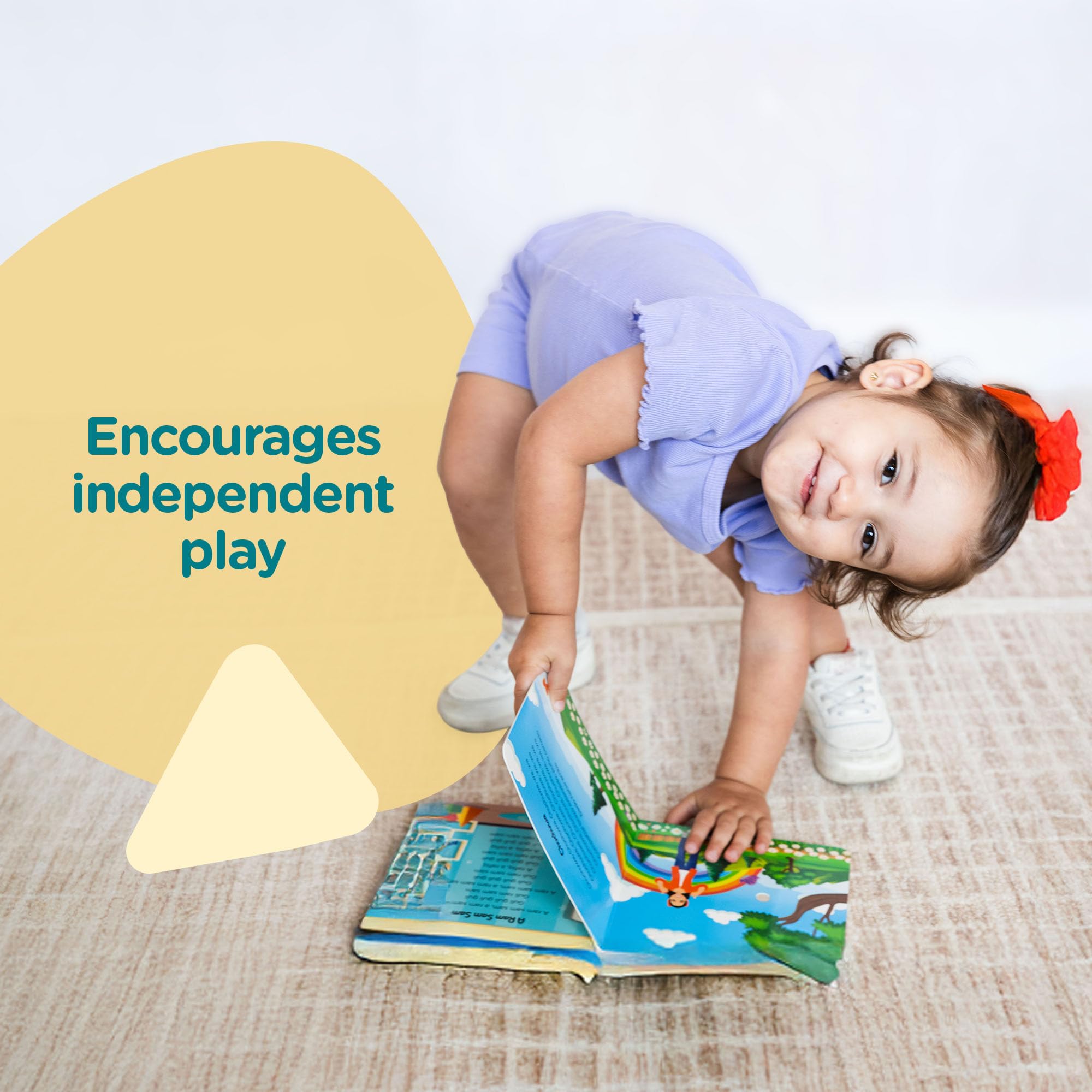 Durable board book design with rounded corners for toddlers' exploration.