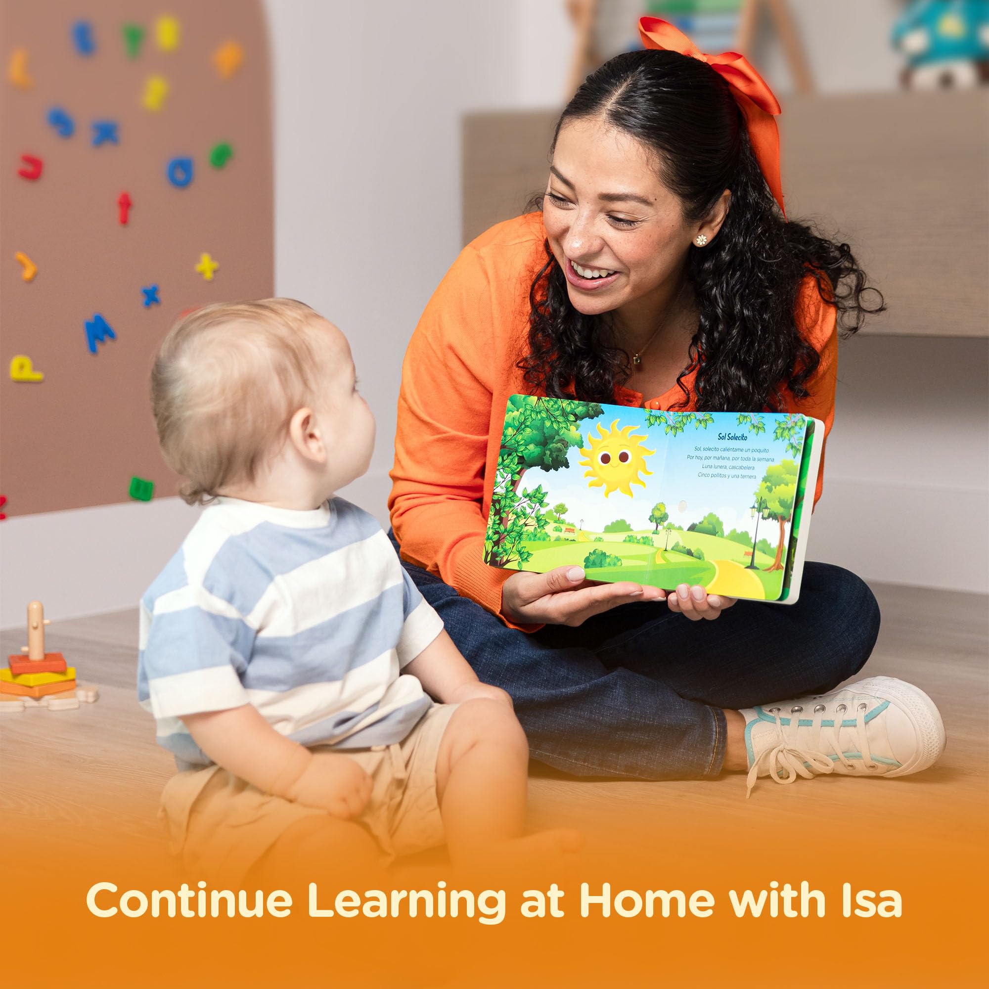 Aprende Peque Musical Sound Book Isa pages with buttons encourage hands-on learning and interaction.