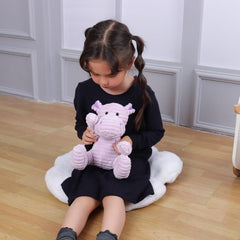 Apricot Lamb hippo plush sitting pose, ideal for playtime and display