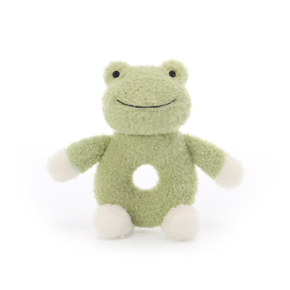 Apricot Lamb soft rattle; premium polyester plush for safe baby play.