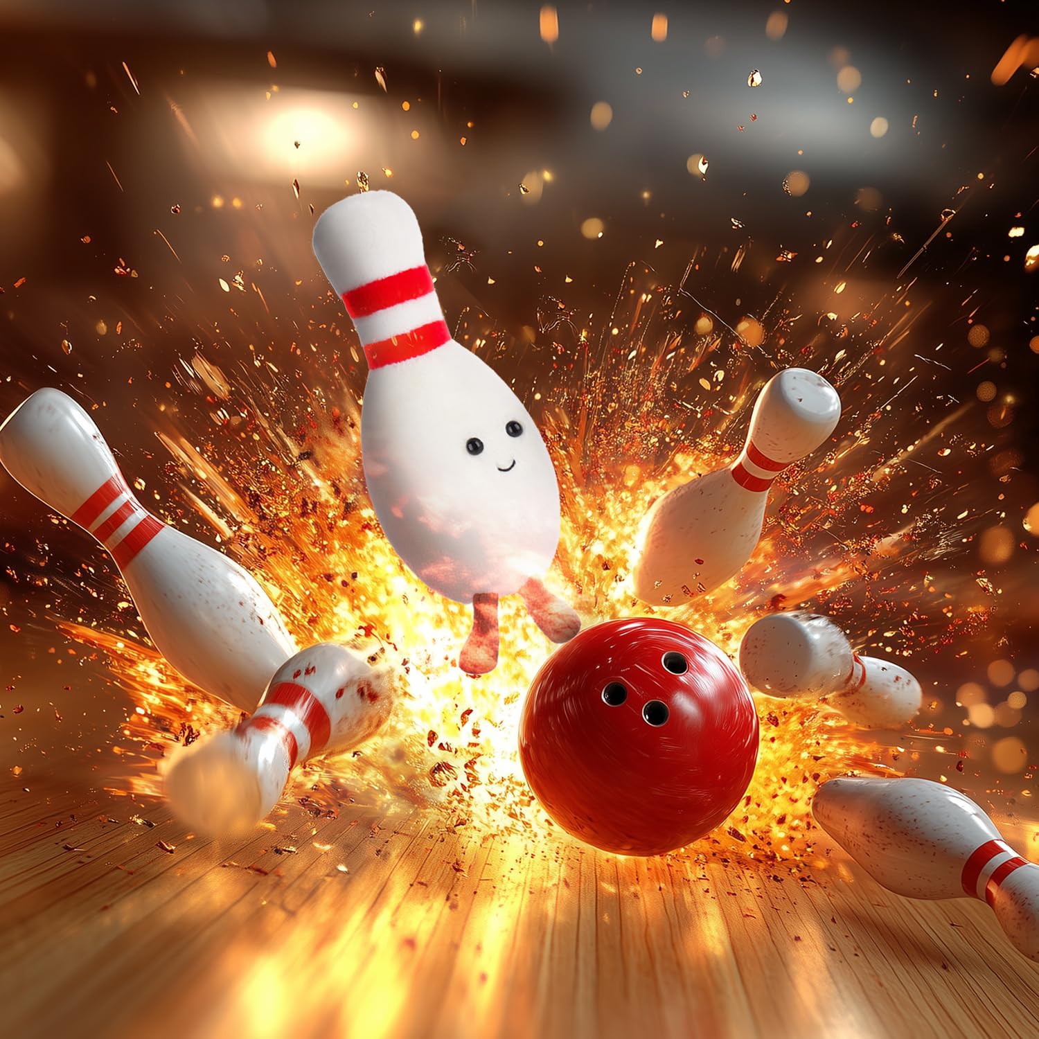 Apricot Lamb Happy Bowling plush close-up fur texture, premium softness you can feel.