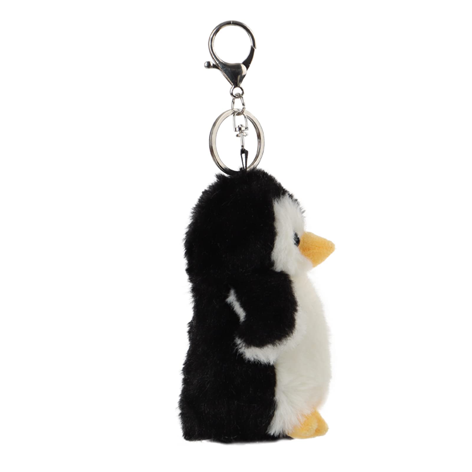 Apricot Lamb penguin keychain closeup of fabric, highlighting plush detail.