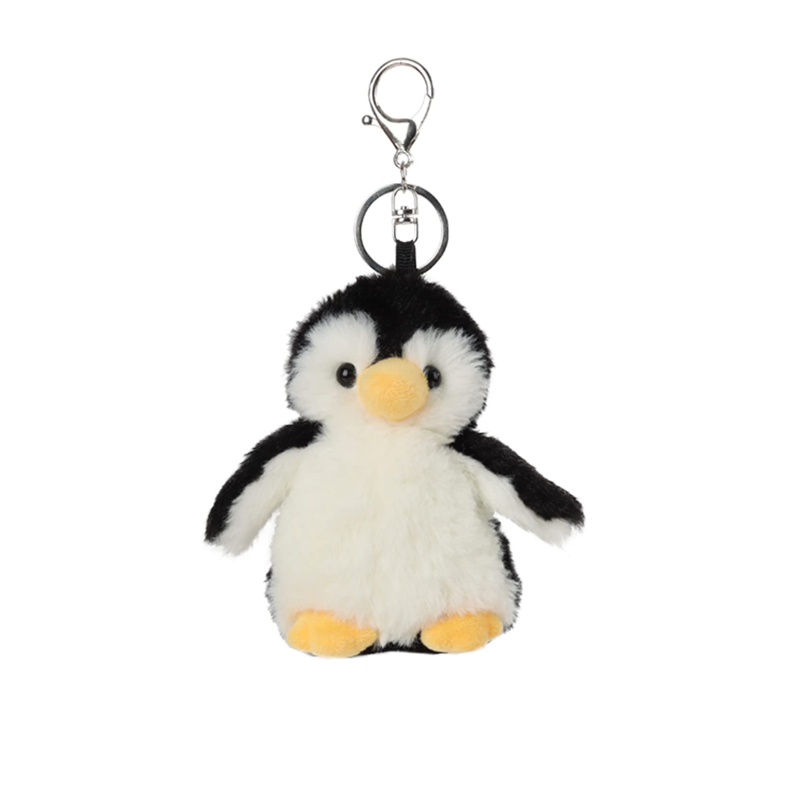 Apricot Lamb penguin keychain in front view adds charm to backpacks.