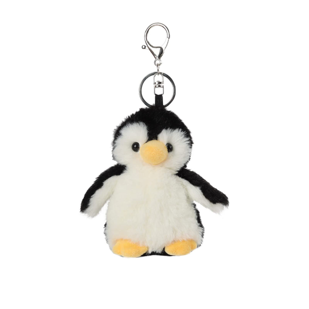 Apricot Lamb penguin keychain in front view adds charm to backpacks.