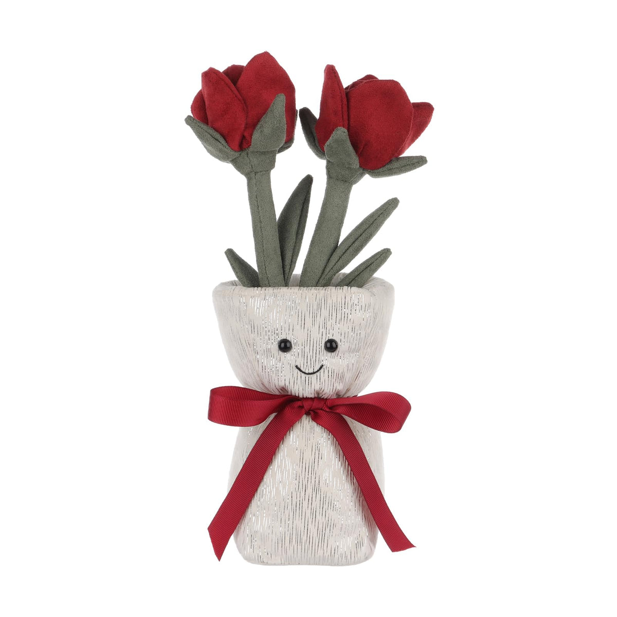 Apricot Lamb Rose Vase Plush 12in, soft cuddle companion for kids.