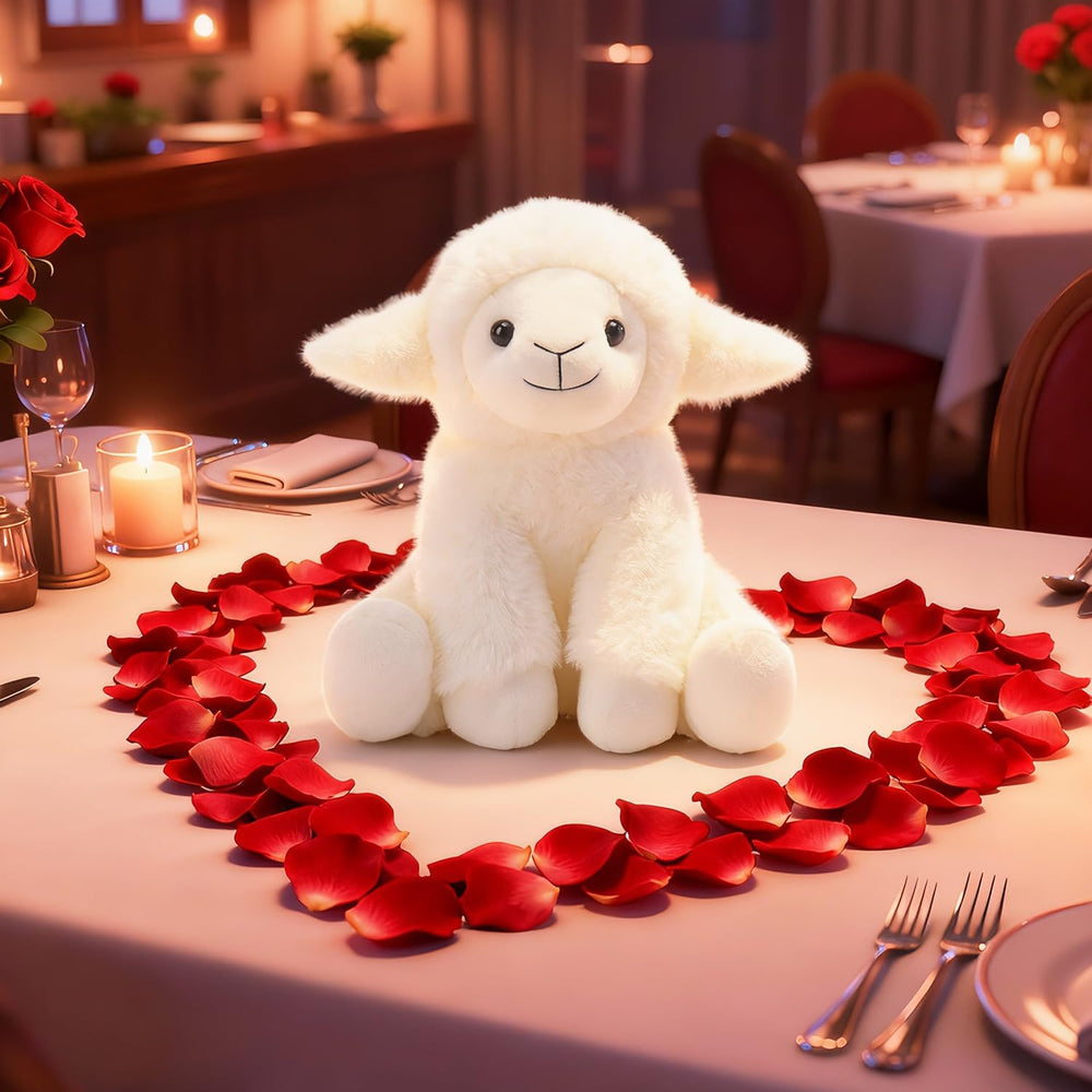 Apricot Lamb plush with fluffy ears for comforting touch