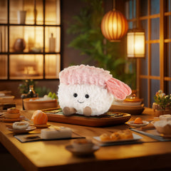 Apricot Lamb sushi plush gift-ready packaging, perfect for birthdays.