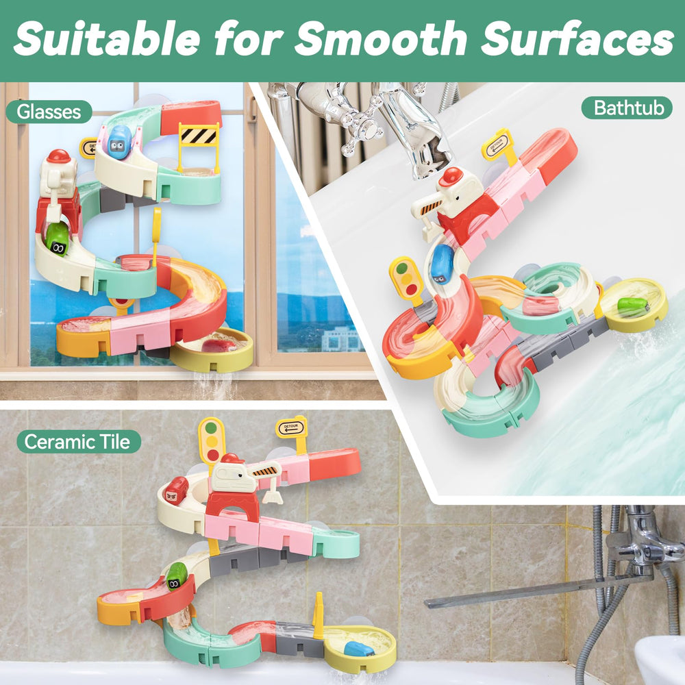 Aprilwolf 37-piece bath toy set with colorful cars and signs for design