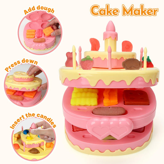 Aprilwolf dough set includes noodle maker for collaborative pretend meals.