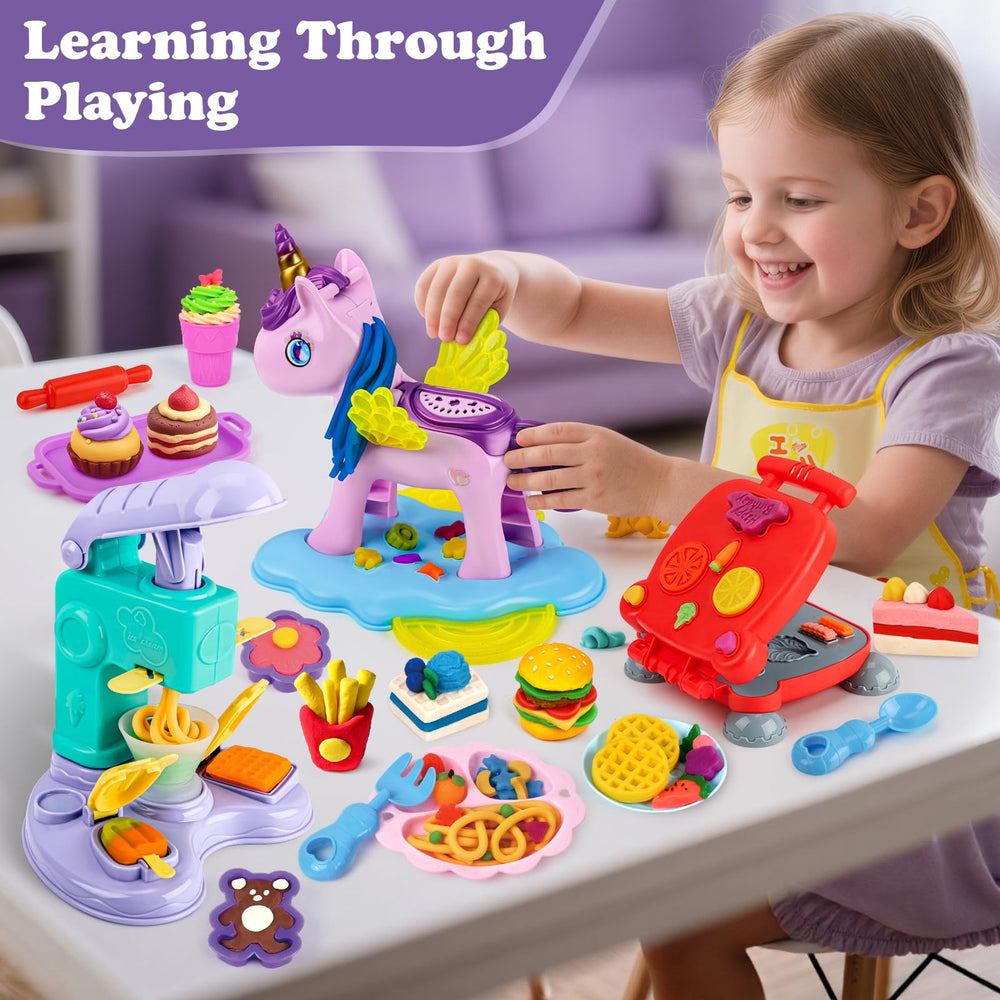 Aprilwolf apron and sleeve covers protect outfits during messy play.
