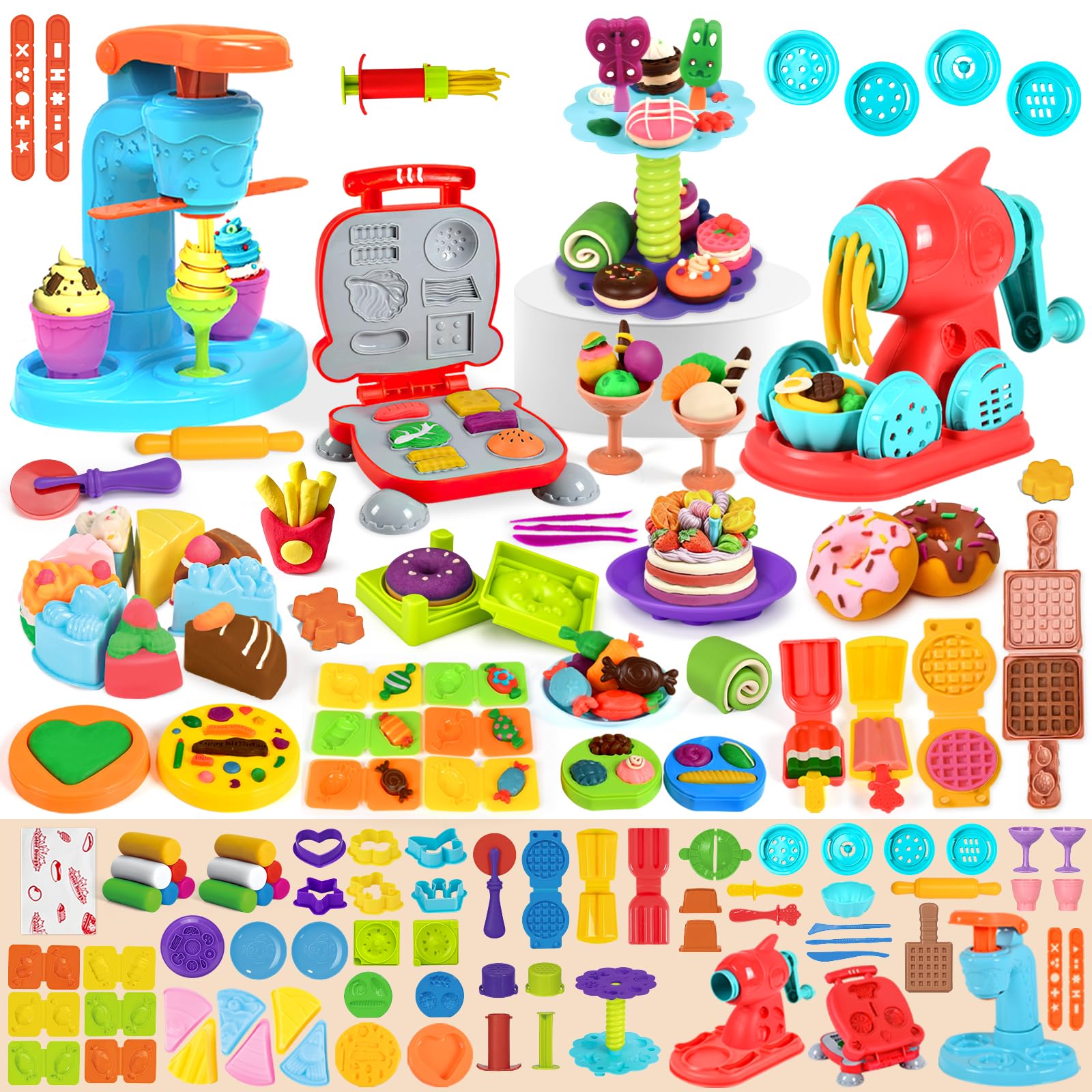 Aprilwolf dough set dessert rack for organized, imaginative play