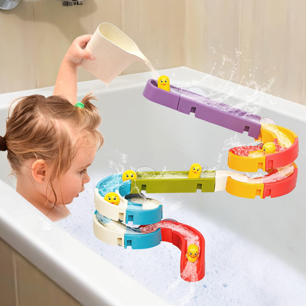 Aprilwolf Duck Slide balls and capsules enhance marble-run style excitement.